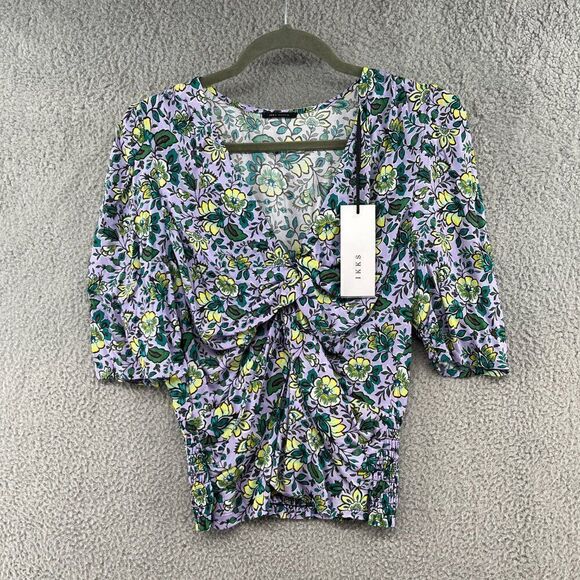 IKKS paris women’s flower print draped blouse size EU 40 NWT - Picture 1 of 14